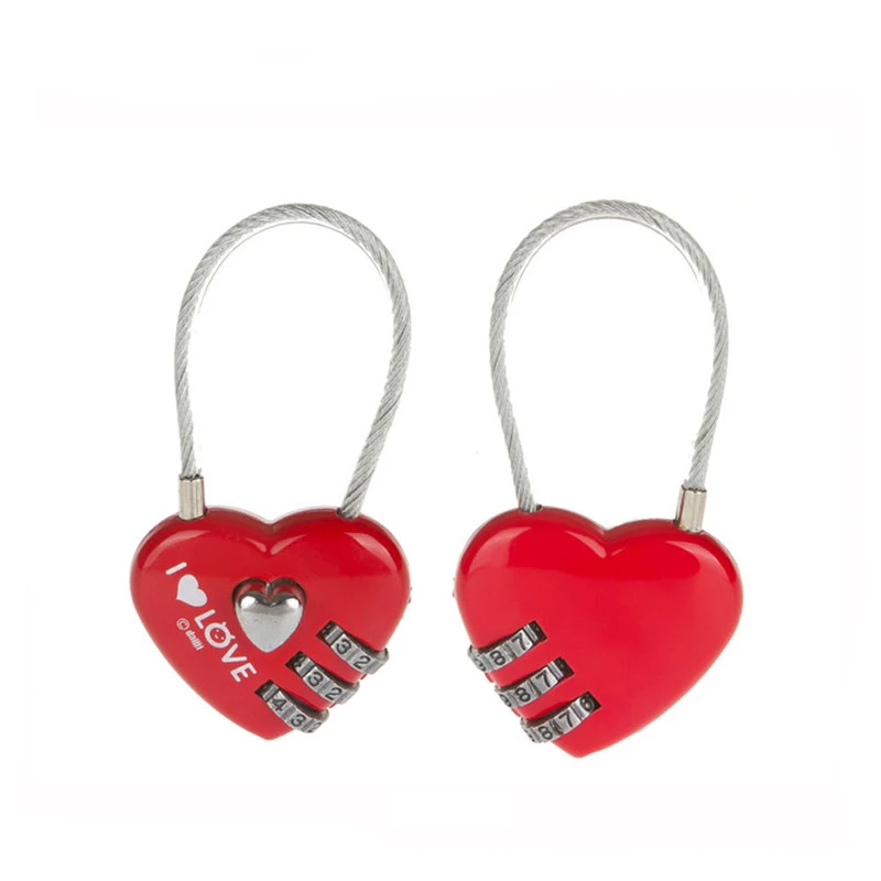 Multifunction Combination Padlock Mini Cute Heart Lock Diary Stationery Case Drawer Locker
