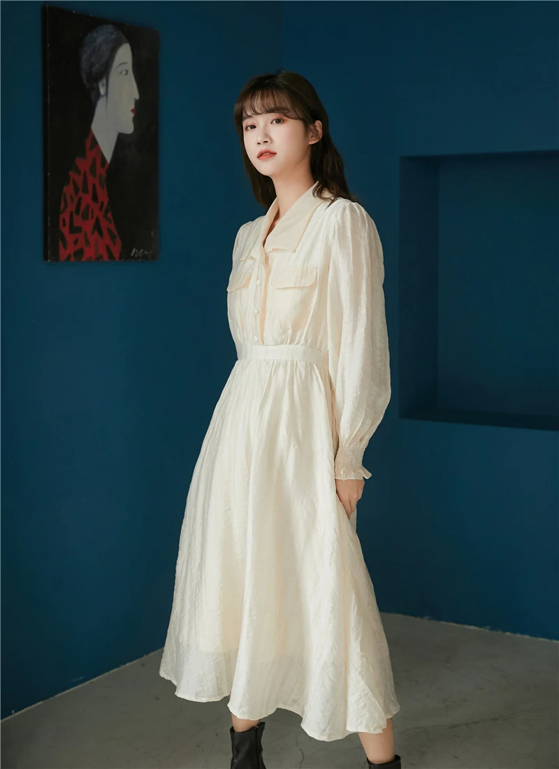 Ultra gentle autumn wind dress new rice white fairy dress small French platycodon grandiflorum tenderness