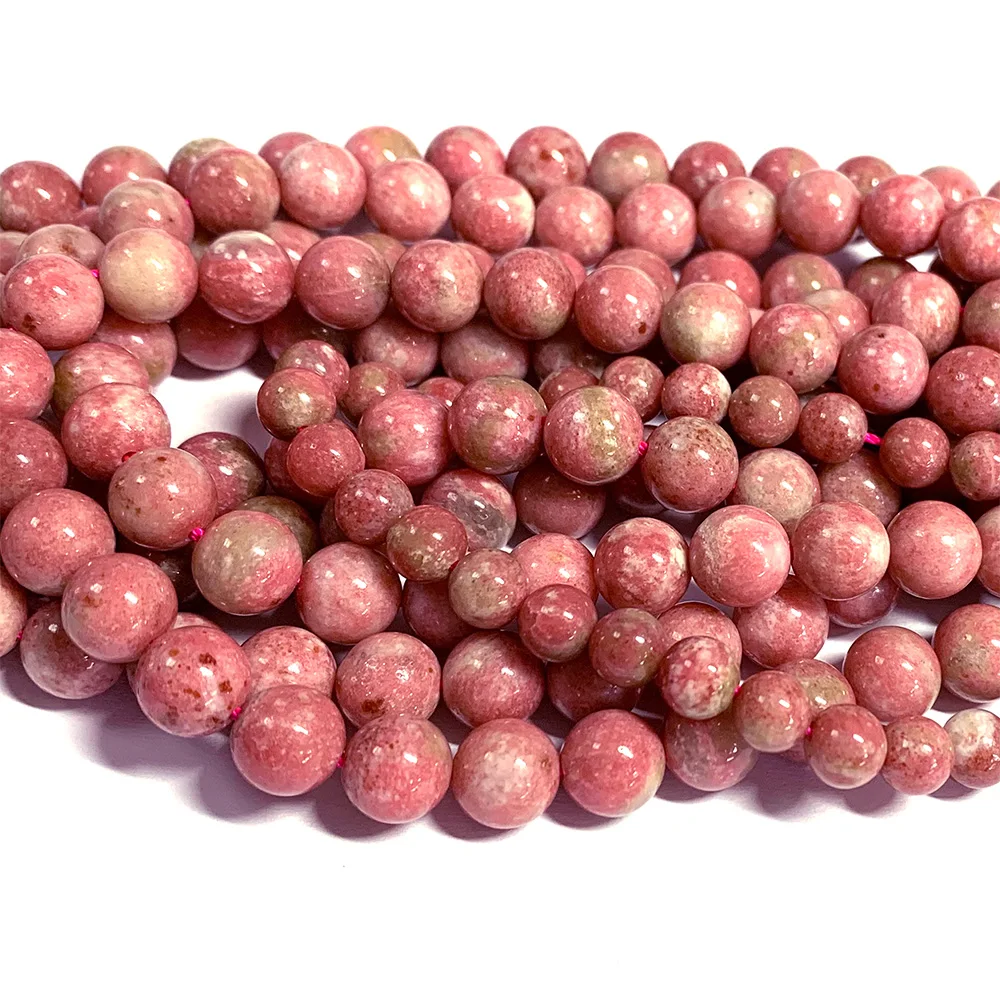 Veemake Natural Red Pink Thulite Round Loose Gemstone Necklaces Bracelets Earrings Women's Beads For Jewelry Making 07033 5