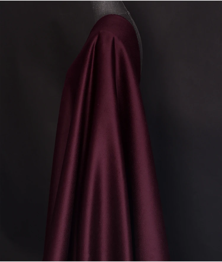 Quality 155CM Wide 750G/M Weight Dark Purple Double-faced Water Wave Cashmere Wool Autumn and Winter Overcoat Fabric E1154
