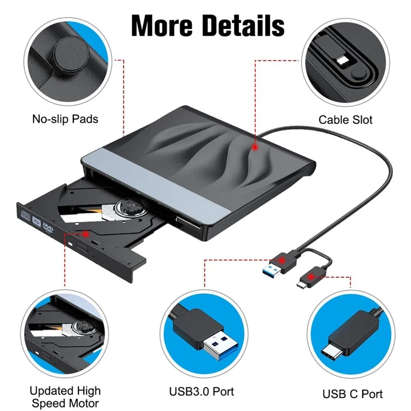 dvd rom player CD-RW queimador escritor plug