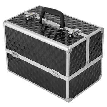 

Professional Makeup Train Case Cosmetic Box Holder with Adjustable Dividers