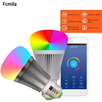 

Smart Home Wifi Light Bulb Wireless Dimmable RGB LED E27 B22 Lamp Angle: 360°