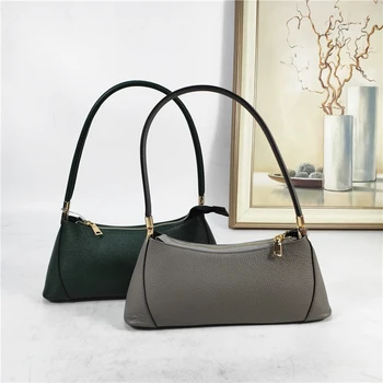 

Brand Designer Women Genuine Leather Handbags Shoulder Baguette Bags Female Casual Zipper Bags High Quality 4 Colors