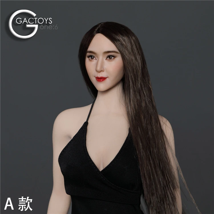 Cabeça de Beleza Modelo de Escultura de Cabelo Soldado de Ação em Estoque Feminina de 12 Gactoys Asiática Longo Preto Cabeça 1 - 6 2 Brinquedos e hobbies