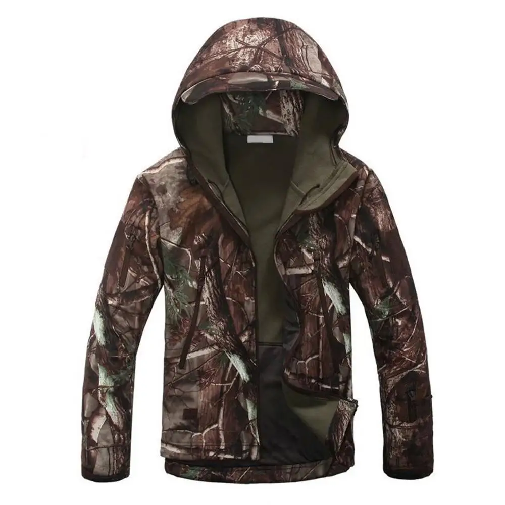 Военная Тактическая мужская куртка из кожи акулы, мягкая оболочка, водонепроницаемая ветрозащитная ветровка, износостойкая теплая куртка - Цвет: Leaves camouflage