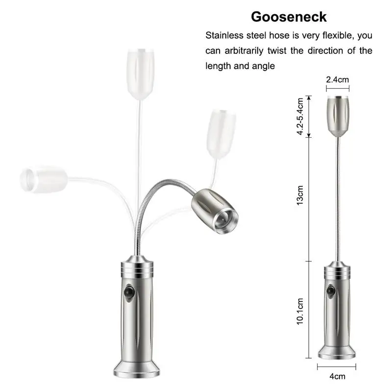 2PCS Magnetic BBQ Led Grill Light Adjustable 360 Degree Flexible Gooseneck Desk Lamp for Party Office Outdoor Indoor Barbeque