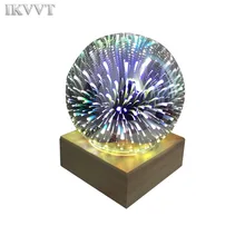 Романтические 3d фейерверк настольная лампа высокотехнологичные декоративные лампы для дома Usb красочные светодиодные деревянные базовые настольные лампы