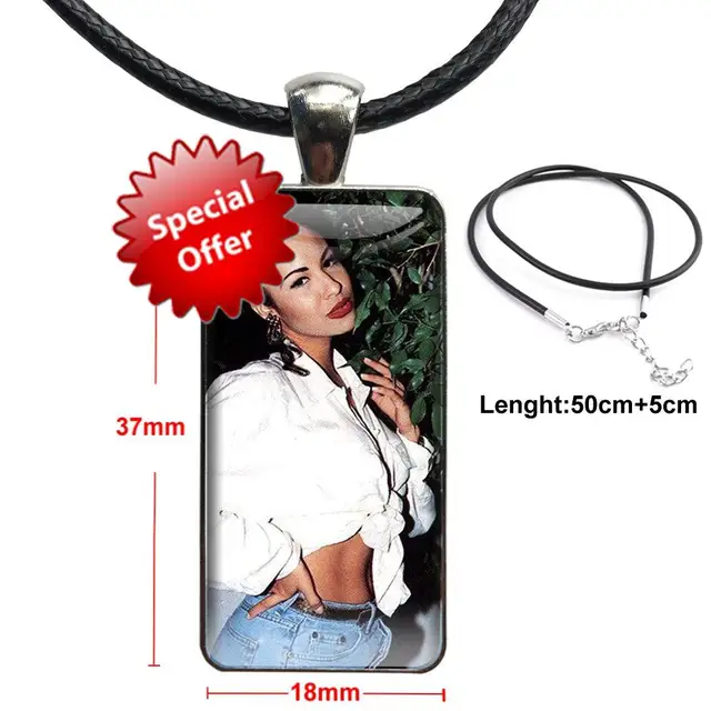 Jewelry With Steel Plated Glass Cabochon Choker Long Pendant Rectangle  Necklace Selena Quintanilla Yeni For Girls Gifts - AliExpress