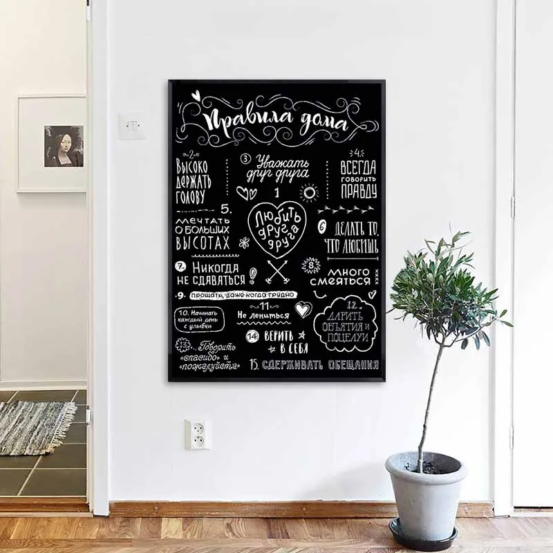 

Decoration for Home Family Rules Black and White Canvas Painting Pictures for Home Design Minimalist Decor Posters and Prints