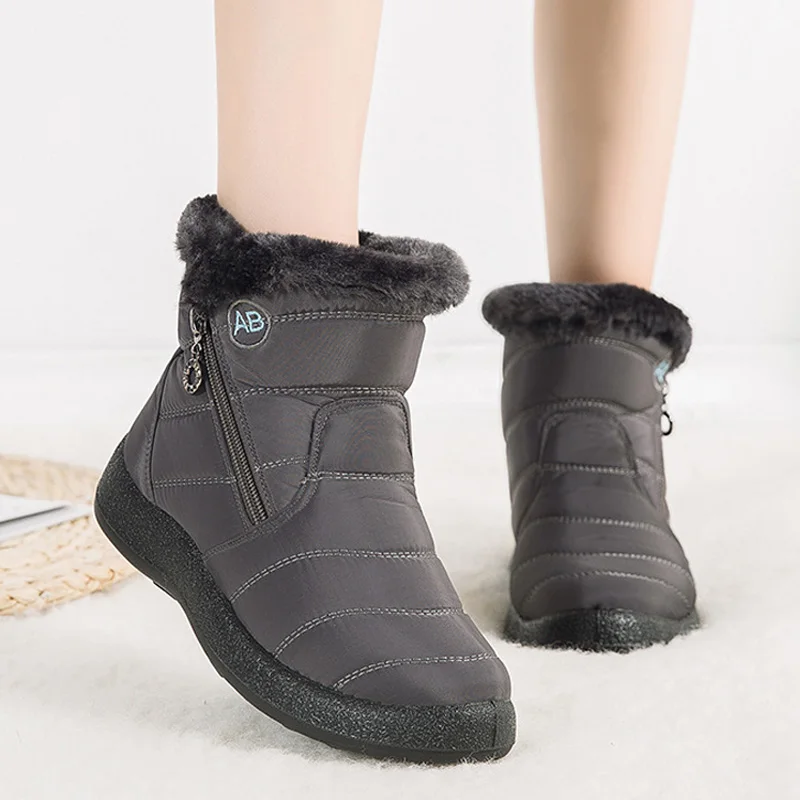 Women Winter Snow Boots Waterproof Warm Plush Ankle Size 43 44
