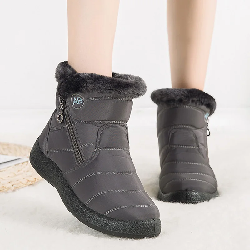2021 New Women Boots Winter Snow Boots Waterproof Warm Plush Ankle Boots For Women Winter Boots Shoes Woman Booties Female 43 44