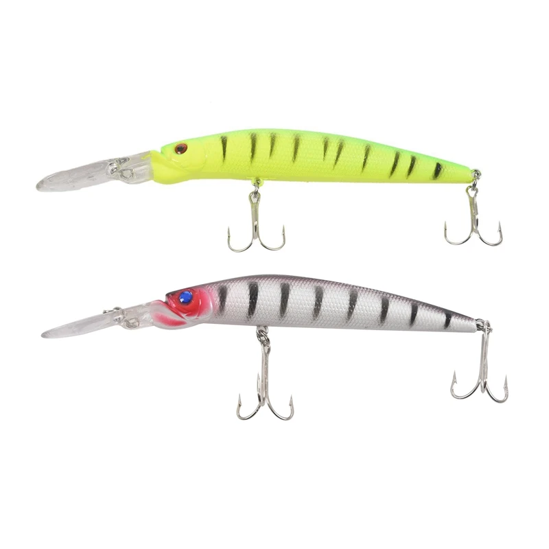 

PRO BEROS 2pcs Design Fishing Tackle 14.6cm-5.8 inch/14.8G-0.538Oz 3D Eyes Minnow Fishing Lure Fishing Bait DW-1185 - Color C &