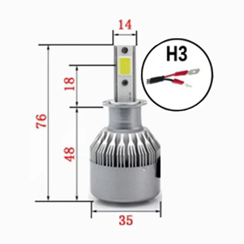H 1/H 3/H 4/H 7/H 9/H 11/9005/9006 светодиодный Автомобильные фары лампы COB 6000K водонепроницаемые 36W 12 V/24 v дальние фары - Испускаемый цвет: H3
