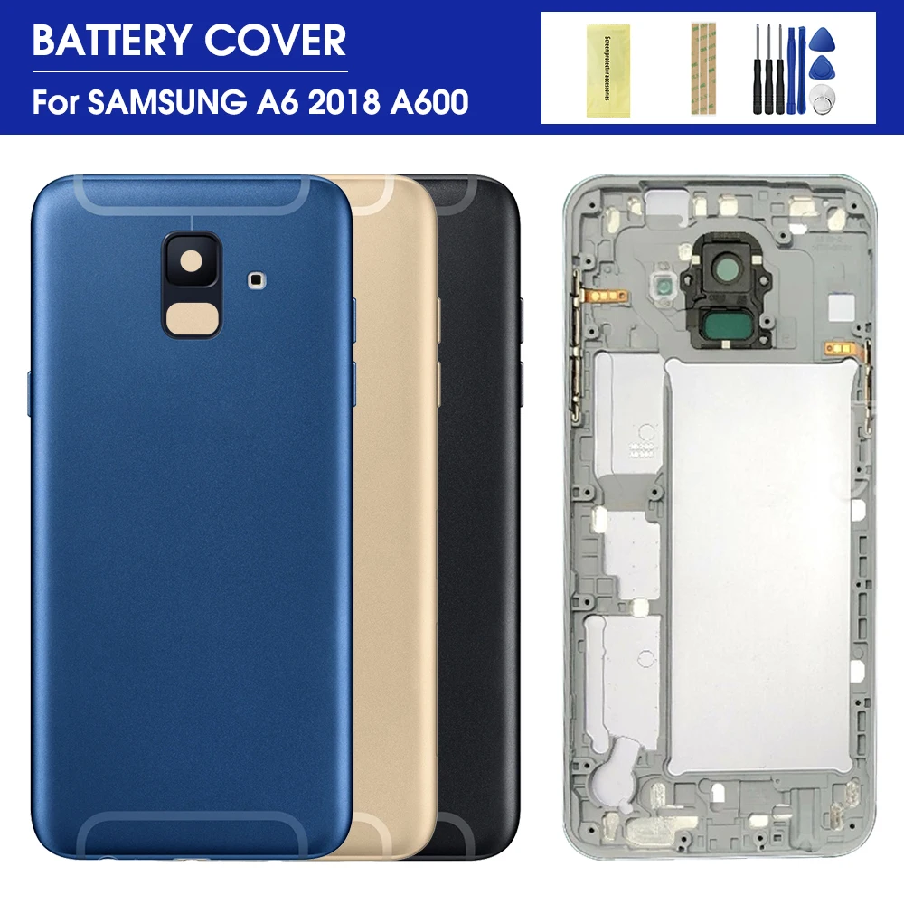 Задняя крышка аккумуляторного отсека для SAMSUNG Galaxy A6 A600F SM-A600FN/DS A600 2018 средняя рамка