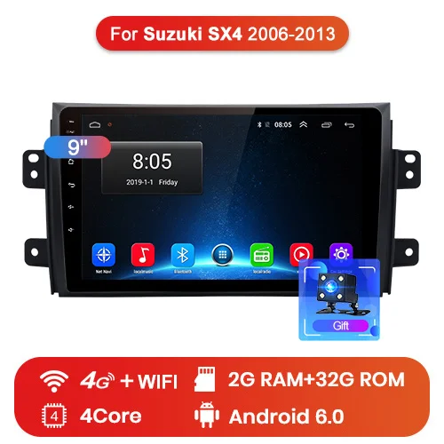 4G (2GB 32GB) Junsun 2 ГБ+ 32 ГБ, Android 9,0 для Suzuki SX4 2008 2006-2011 2012 2013 авто 2 din Автомобильный Радио стерео проигрыватель Bluetooth gps навигации - Цвет: 4G (2GB 32GB)