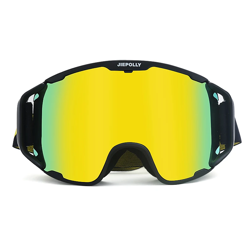 JIEPOLLY бренд лыжные очки UV400 Анти-туман большая Лыжная маска очки для катания на лыжах для мужчин и женщин Снег Сноуборд очки лыжные Солнцезащитные очки Новинка - Цвет: black and gold