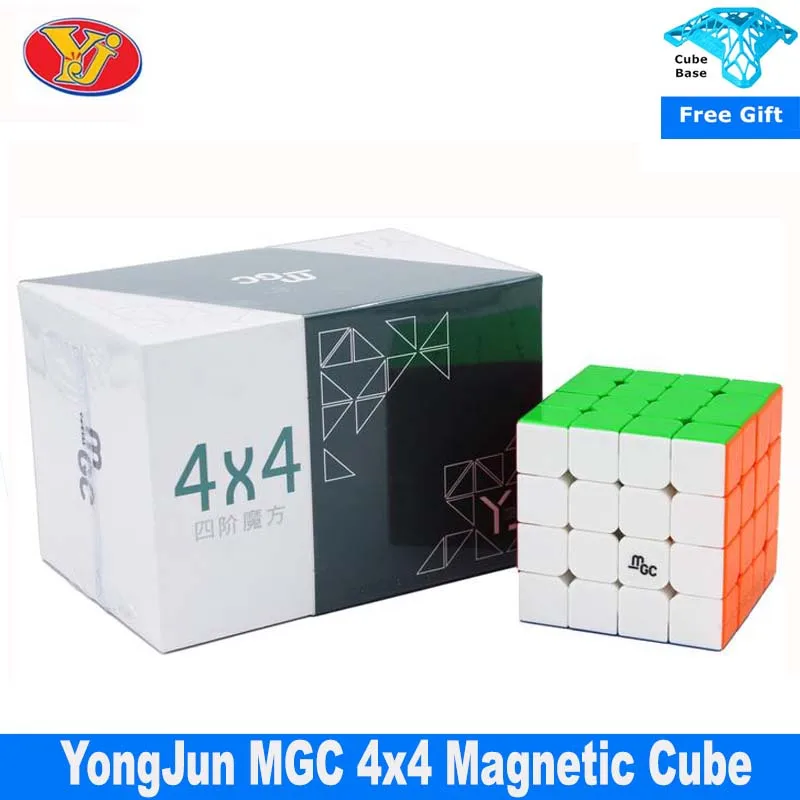 Магнитный скоростной куб Yongjun MGC 4x4 черный YJ 4x4x4 пазл Magico Cubo развивающие игрушки