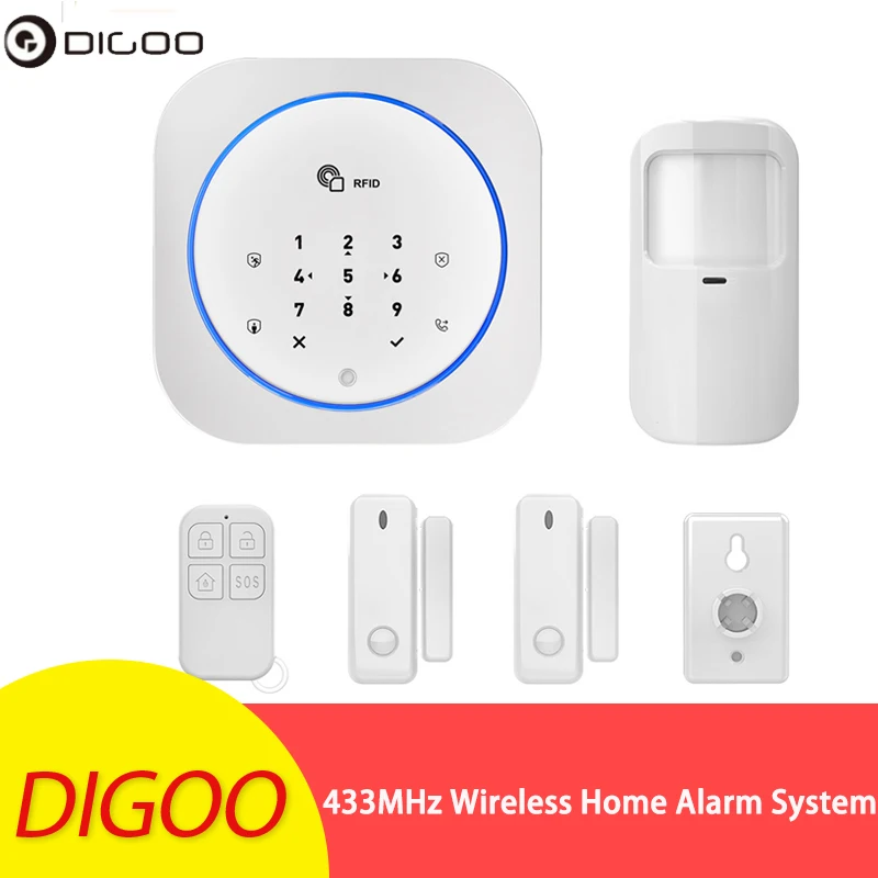 

Digoo DG-MAS1 433MHz Wireless GSM DIY Home Alarm System Kits Android IOS APP Intercom Siren Smart Home Security Alarm System