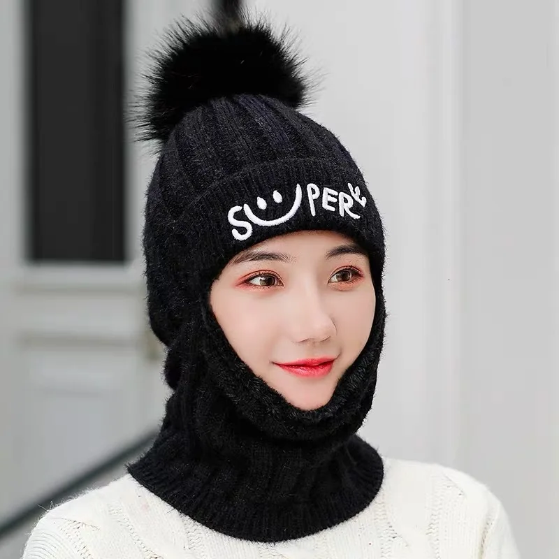 Женские зимние шапки уплотненная теплая шерстяная шапка для езды на велосипеде