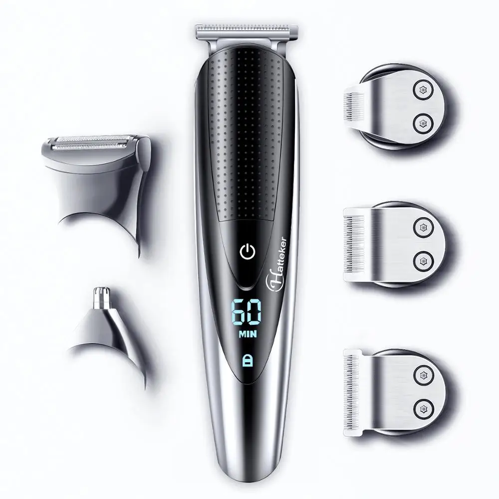 HATTEKER Professional Hair Trimmer Hair Clipper for Men Rechargeable electric razor 5 in 1 Nose Ear Hair Trimmer hair Cutting