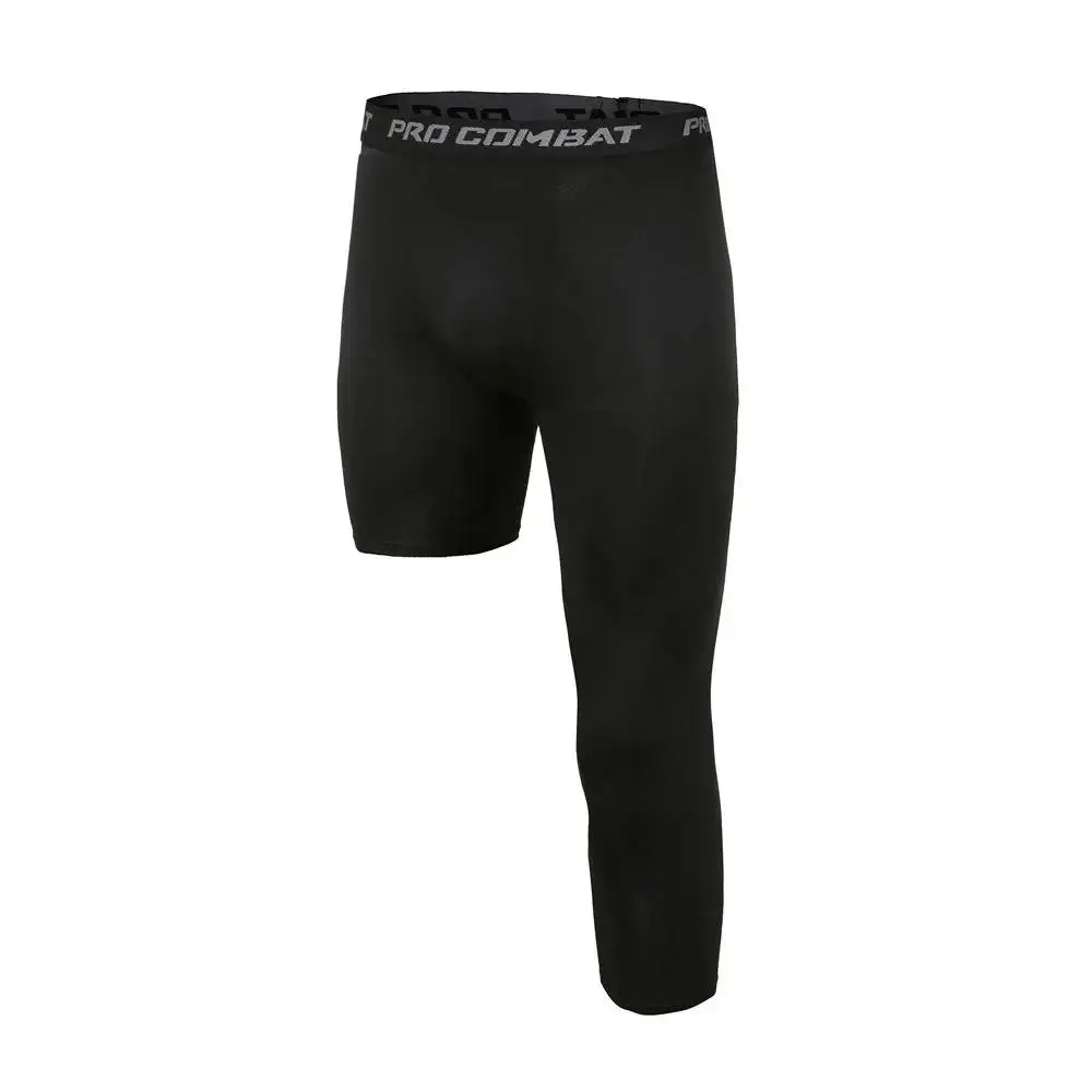 Summer Men Capri Running Tights GYM 3/4 Pants Male Basketball Football Soccer Fitness Exercise Sport Cropped One Leg Leggings 20