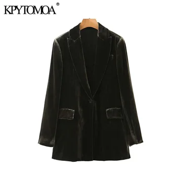 

Vintage Stylish Office Wear Pockets Velvet Blazers Coat Women 2020 Fashion Long Sleeve Side Split Female Outerwear Chic Tops