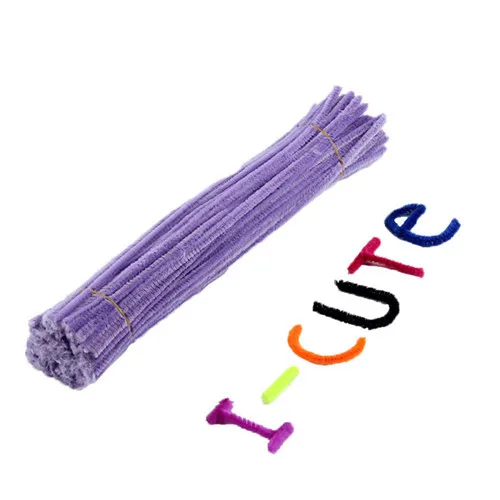 100 шт 30 см синель стебли трубы Очистители дети плюшевая обучающая игрушка красочные трубы очиститель игрушки ручная работа, сделай сам, ремесло поставки - Цвет: Light purple