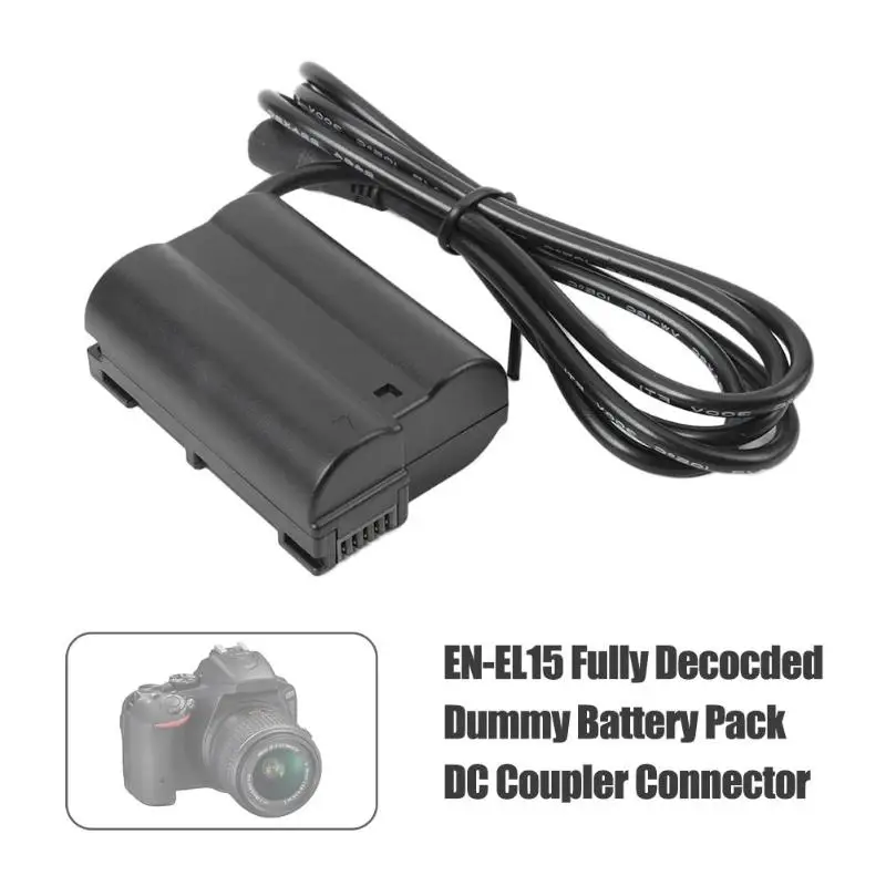 

EN-EL15 Black Fully Decocded Dummy Battery Pack for Nikon D7200 D500 D810 D750 Output Voltage Using External Power Supply