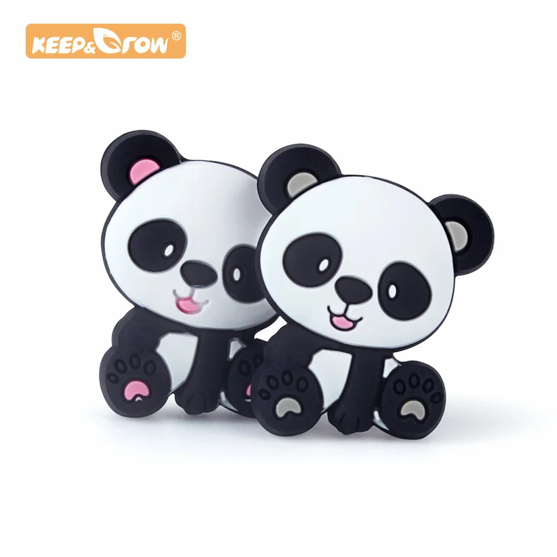 

Keep&Grow 10pcs Panda Silicone Beads Animal Teethers BPA Free Baby Teething Necklace Toys DIY Pacifier Chain Beads Baby Product