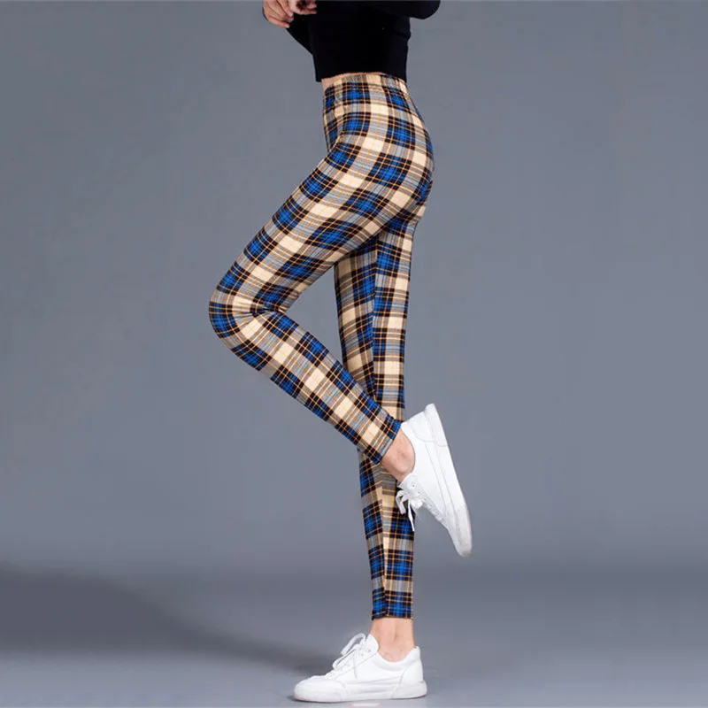 YGYEEG Workout Jogging For Women Leggings Push Up Trousers Plaid Printed Fashion High Waist Pants Athleisure Fitness New Bottom leggins Leggings