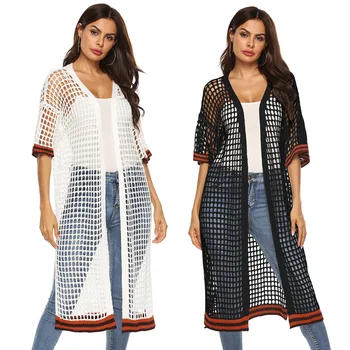 

Beach Tunics Woman Women's Beachwear Covered Skirts Plus Size Swimwear Swimsuit Hollow Knitted Jackets Cardigans Long Sleeve