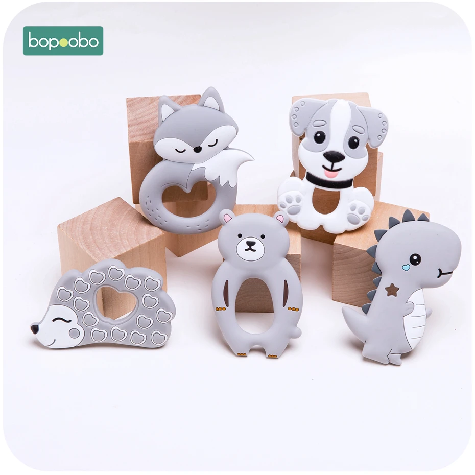 Bopoobo 1 комплект детский силиконовый прорезыватель, бусины для животных, пищевой Прорезыватель для кормления, жевательный Bpa бесплатно, для ожерелья, кулоны, Прорезыватель для зубов