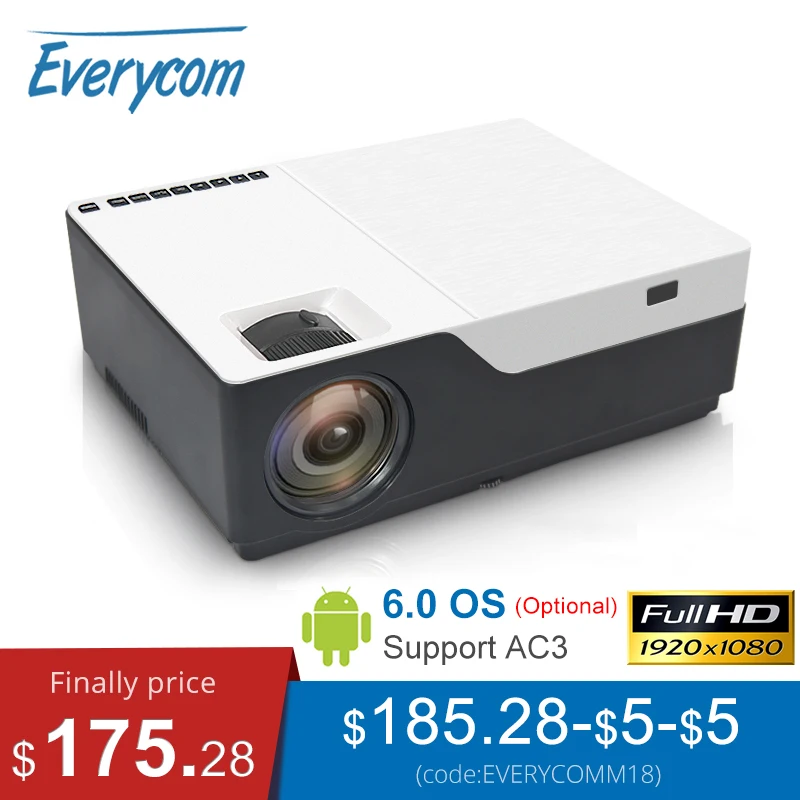 Everycom M18 Native 1920X1080 prawdziwe projektor Full HD domu multimedialny odtwarzacz Video gry projektor Beamer (opcjonalnie Android WiFi AC3) Everycom M18 Native 1920X1080 prawdziwe projektor Full HD domu multimedialny odtwarzacz Video gry projektor Beamer (opcjonalnie Android WiFi AC3)