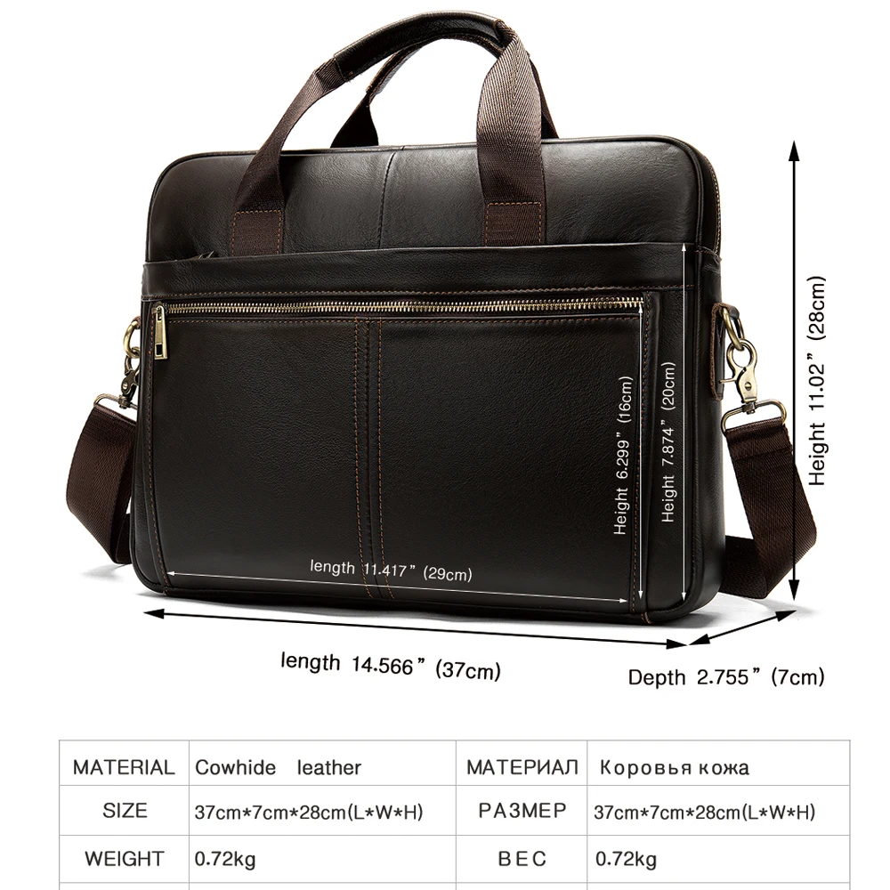  WESTAL briefcase messenger bag men's genuine leather 14'' laptop bag men's briefcases office busine - 33010261747