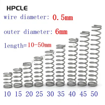 

20pcs wire diameter = 0.5mm OD =6mm Stainless Steel Micro return Small Compression anti corrosion extension springs L=10-50