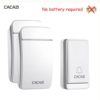 

CACAZI Home Waterproof Wireless Doorbell Self-Powered LED Light No Battery Button Cordless Ring Bell EU Plug 38 Chime 3 Volume