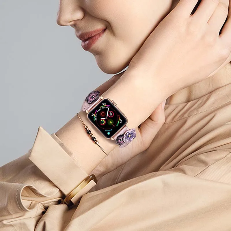 Женский кожаный ремешок для часов Apple Watch iWatch Series 5 4 3 2 1 38 мм 40 мм 42 мм 44 мм женственный ремешок на руку