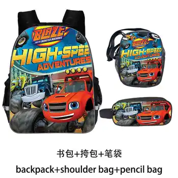 

Kids Blaze and Glory Print Backpack Children Kindergarten School Bag Child Cartoon Bookbag Start School Gift 3pcs Set