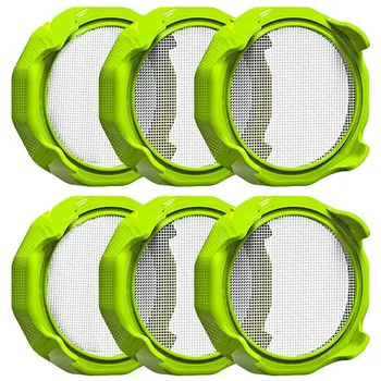 

6PC Germination Cover, Filter Cover, Germination Cover for Wide Mouth Mason Jar, Stainless Steel Sprouting Can Lid, Beans, Alfal