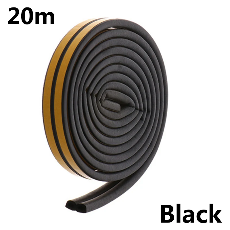 

20m D-Type Adhesive Door Bottom Sealing Strip Tape Window Door Sound Insulation Weatherstrip Guard Wind Dust Stopper Door Seal
