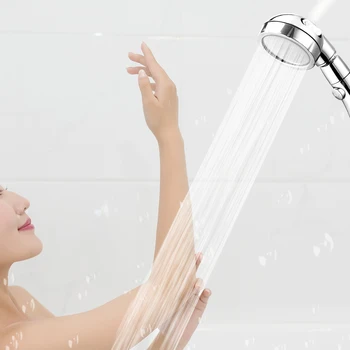 

360 Degrees Rotating Adjustable Water Saving Shower Head 3Mode Shower Water Pressure With Water Control Button Bathroom Set