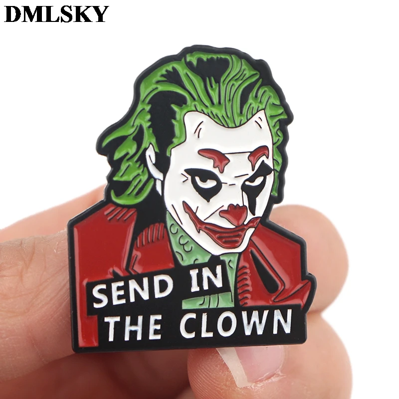 DMLSKY Joker мультфильм Металлические Булавки эмалированные Броши для женщин и мужчин Нагрудный значок для рюкзака джинсовая брошь воротник ювелирные изделия M4113