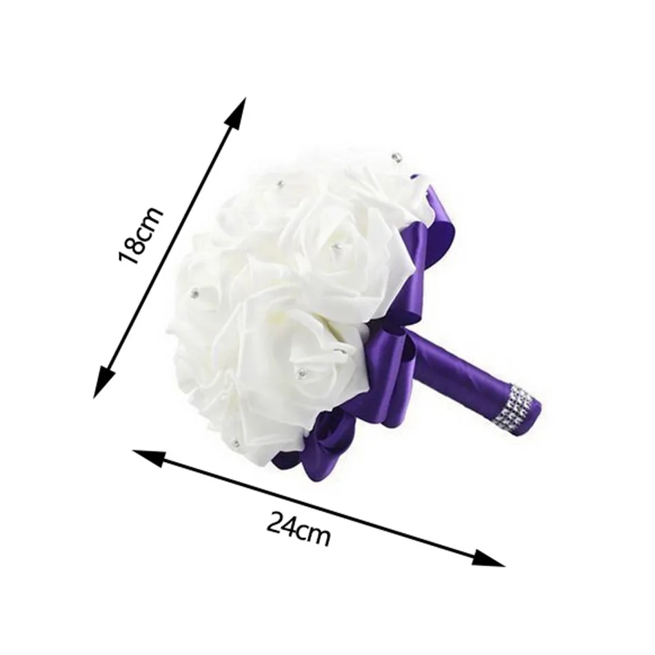 Wedding Bouquet Crystal Pearl Silk Roses Bridal Bridesmaid Wedding Flower Hand Bouquet Artificial Fake Flowers Flores Decoration