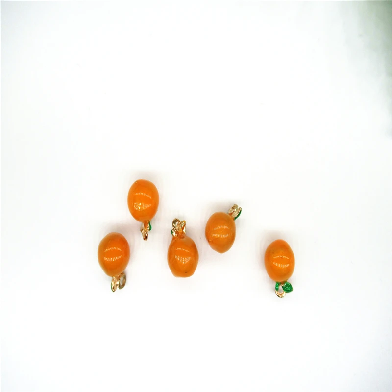 10 шт масло капля фрукты Оранжевый Золотой Тон Сплав эмаль модный браслет ожерелье телефон цепь брелок мешочек для серег подвески