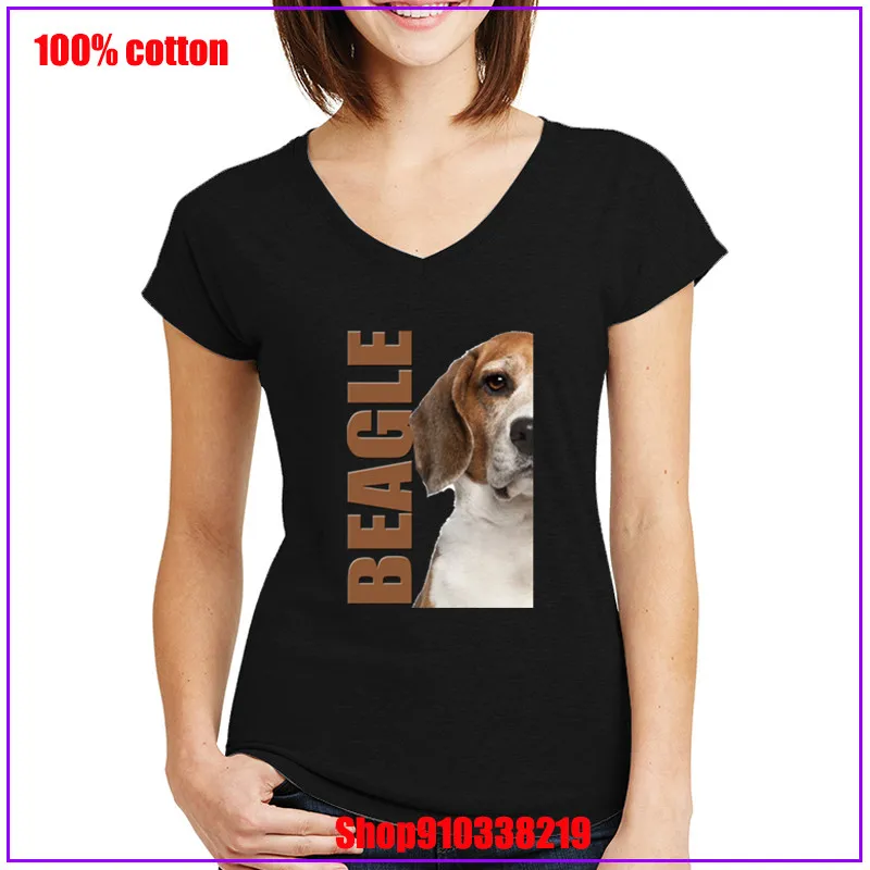 Женская футболка Beagle с V-образным вырезом коллекция 2020 летние топы рисунком из