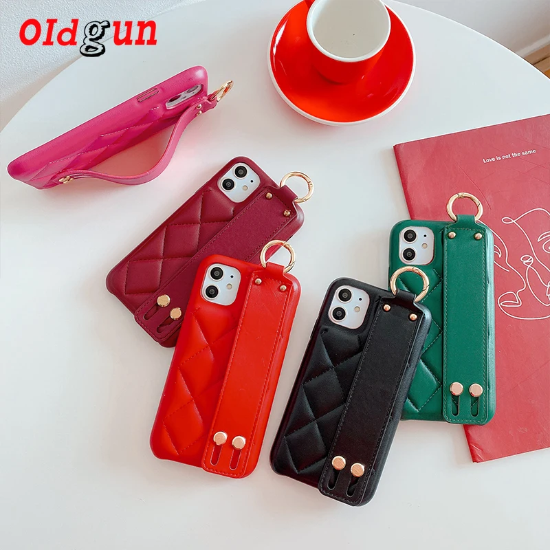 

2019 new hot lambskin iPhone 11pro mobile phone shell with bracket function for Apple XR 78plus noble mobile phone bag