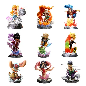 

about 18-25cm Japan Anime Toy model One Piece statue Luffy Roronoa Zoro Nami Chopper Robin PVC Action-Figure KID'S Toy gift b92