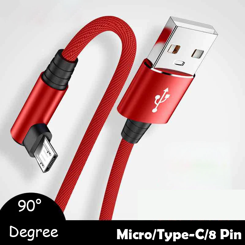 Игровой USB кабель L форма 90 градусов usb кабель для зарядки Быстрая зарядка Micro usb type C лента Быстрая зарядка кабель для iPhone samsung