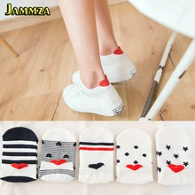 5 пар/лот, белые низкие носки в полоску со звездами, женские милые носки до лодыжки с сердечками на лето, простой в Корейском стиле, повседневная одежда для девочек